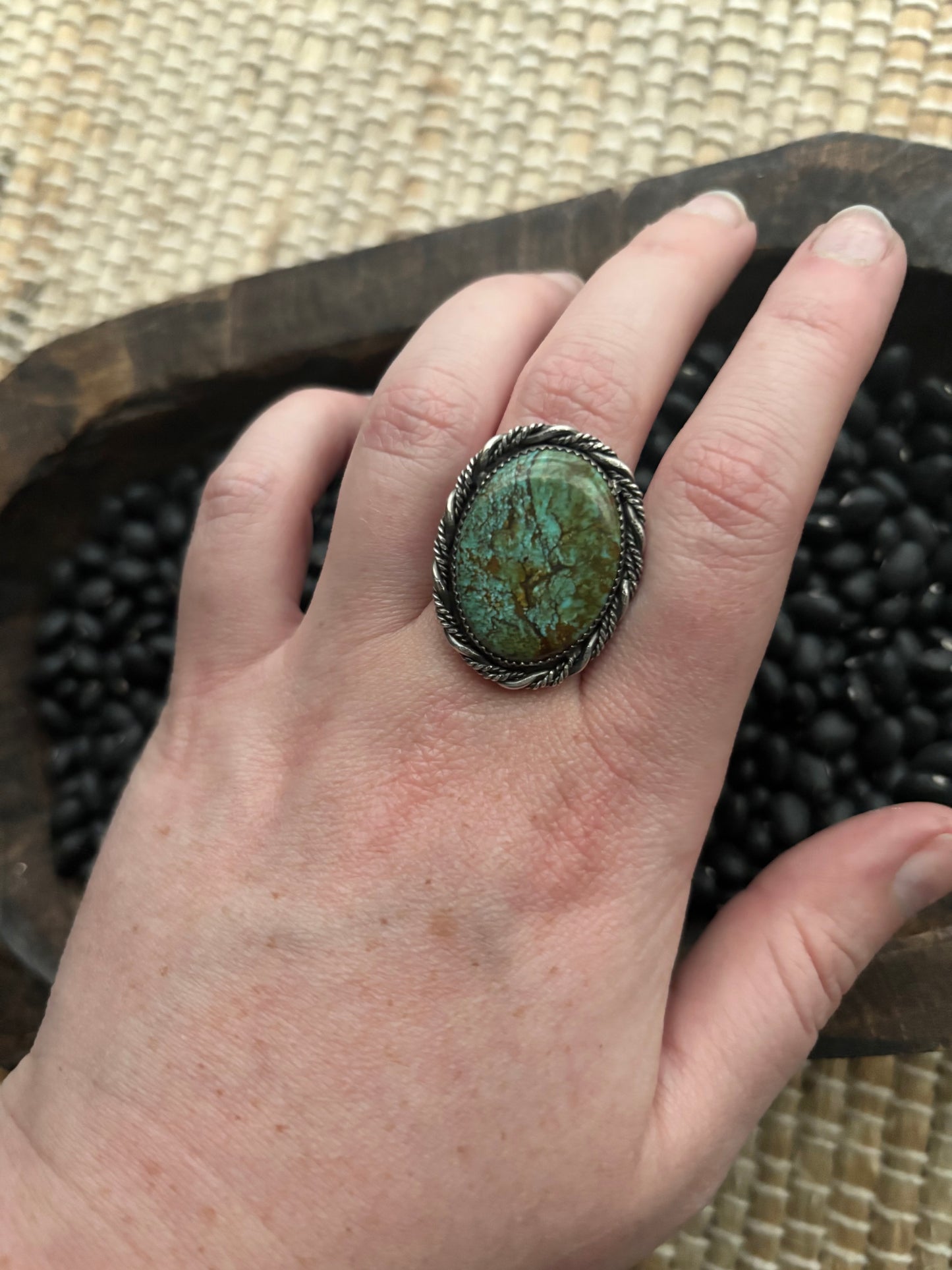 Double band turquoise ring