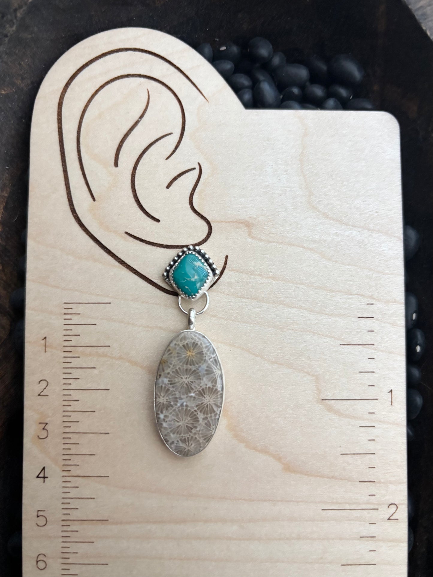 Fossil coral & turquoise earrings