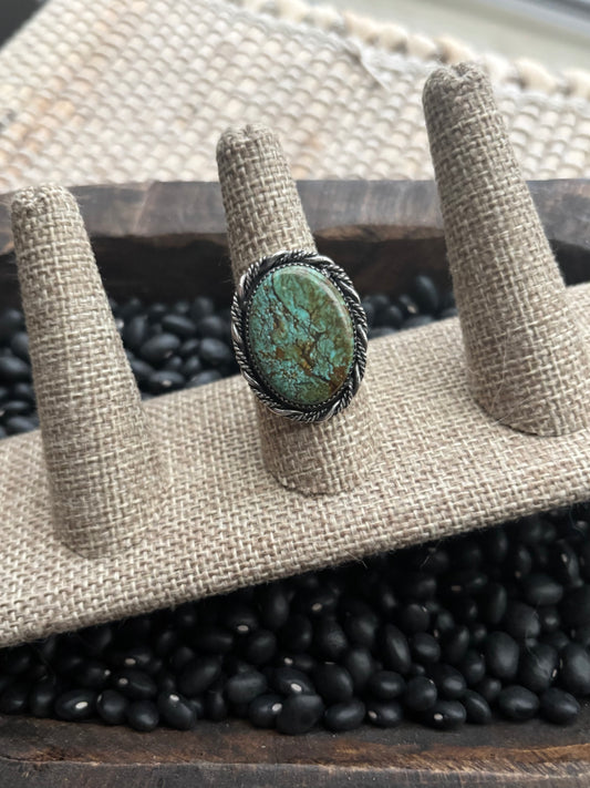 Double band turquoise ring