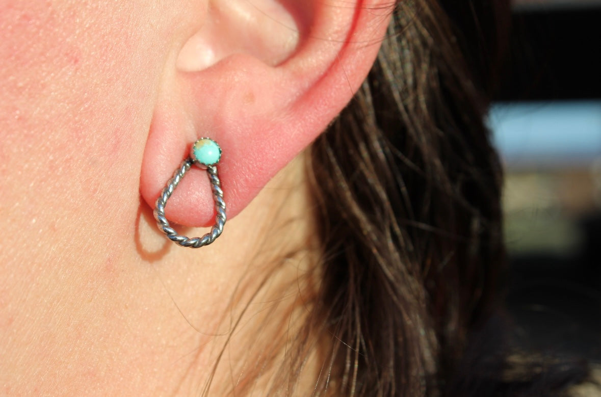 Turquoise loopy studs