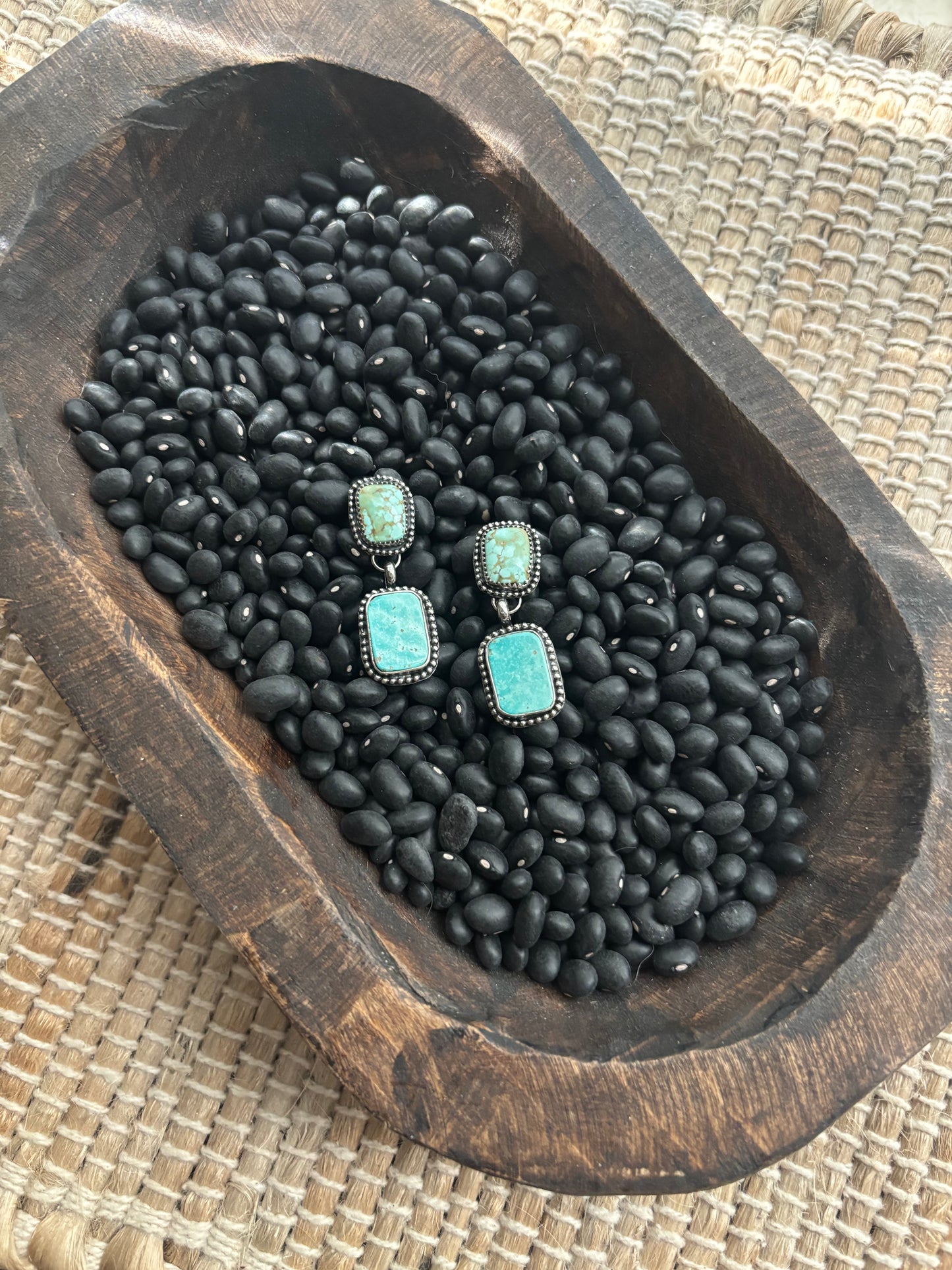 Turquoise dangles **bezel flaw