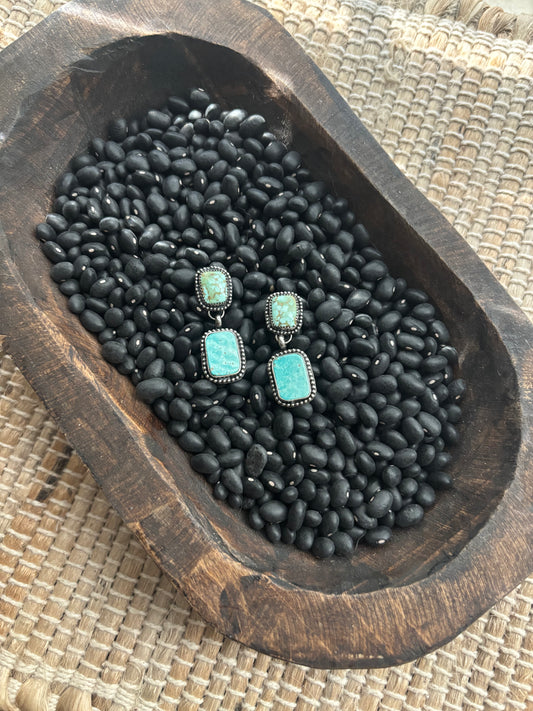 Turquoise dangles **bezel flaw