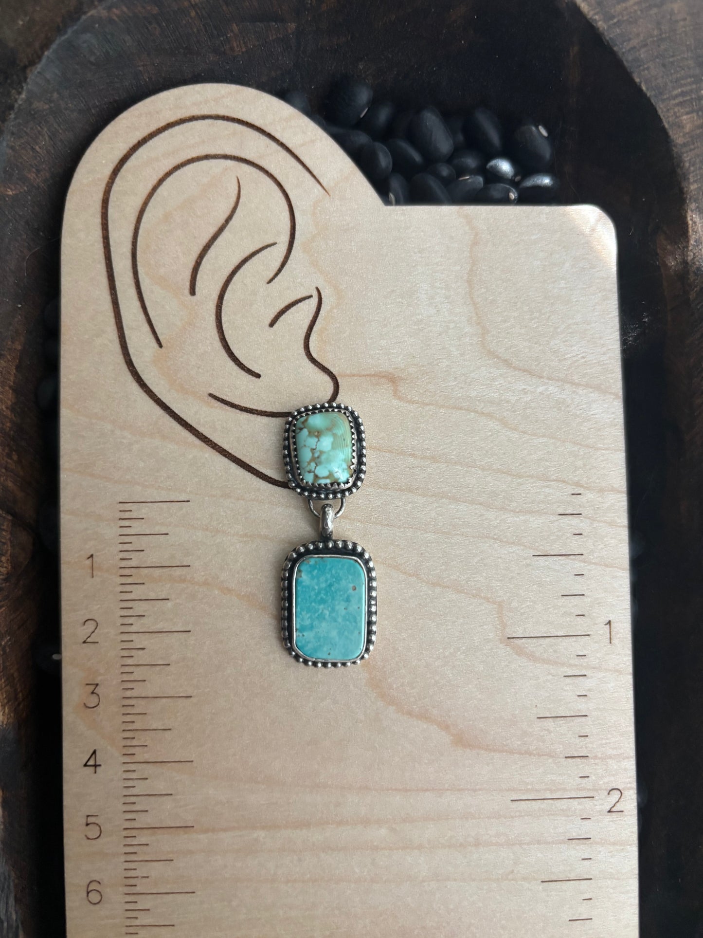 Turquoise dangles **bezel flaw
